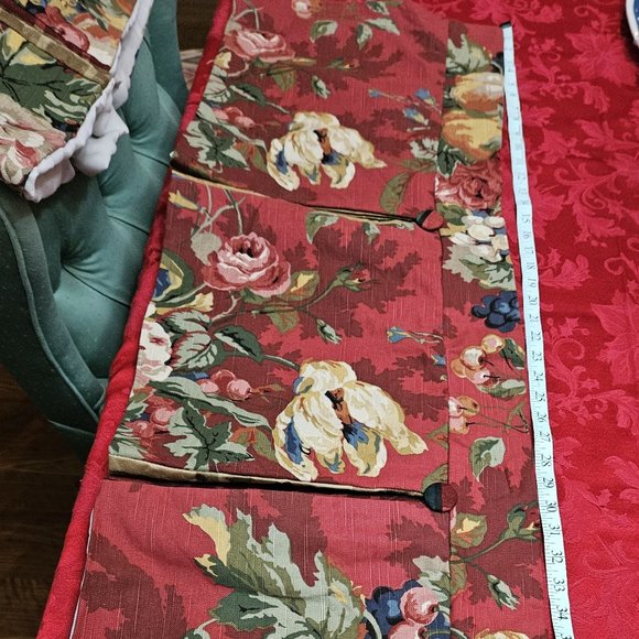 Two Vintage Custom Waverly Valances - Red Floral Window Treatments - Picture 8 of 10